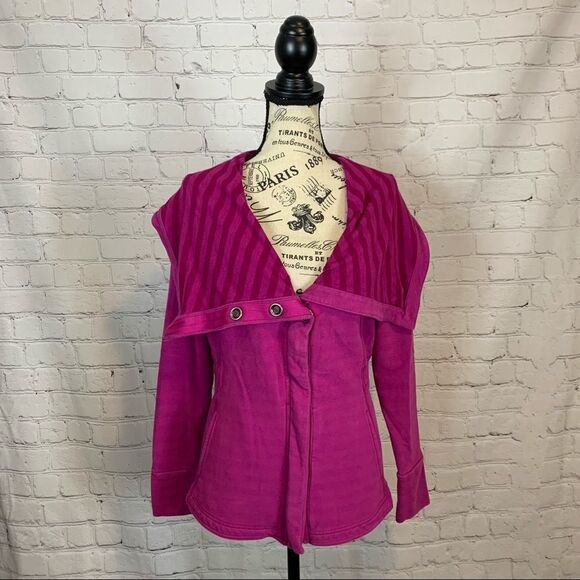 LUCY Fuschia Hatha Athleisure Jacket Shawl Neck  small Casual Long Sleeve - Picture 1 of 14